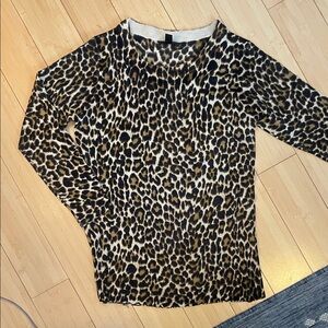 J. Crew Leopard Print Merino Wool Sweater - Brown and Black